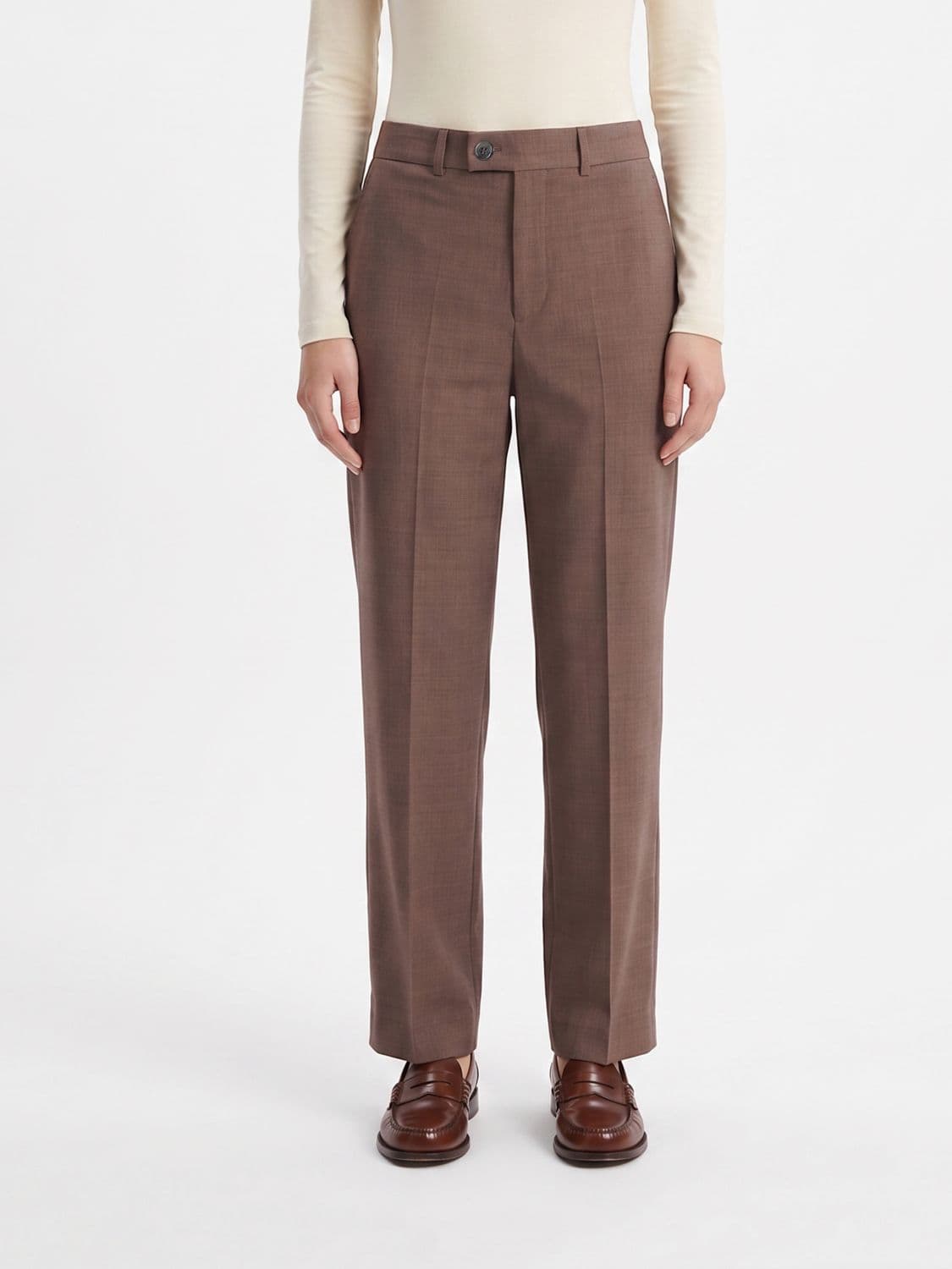 Erika Cavallini High-Waisted Straight-Leg Pure Virgin Wool Trousers
