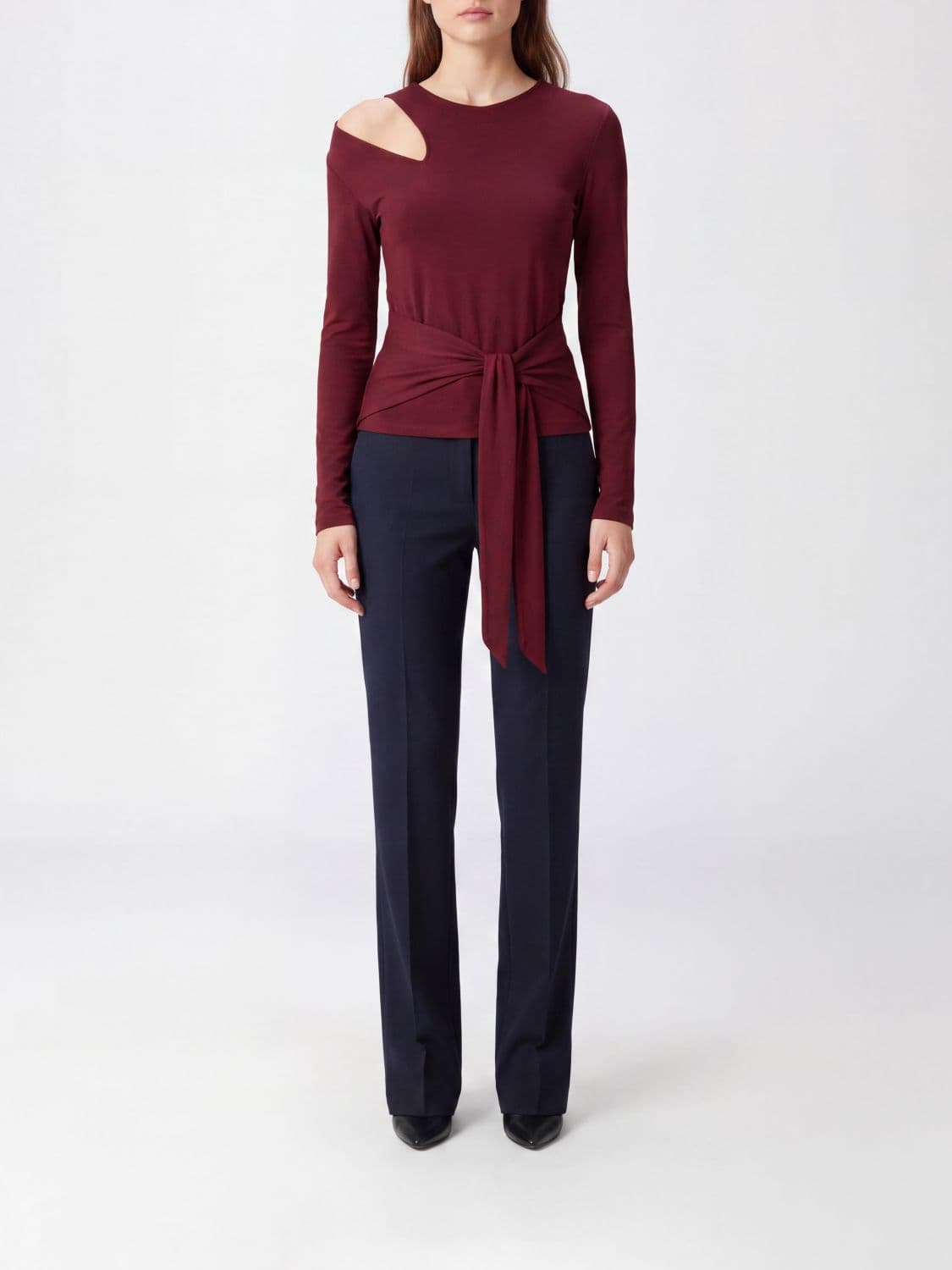 Federica Tosi Slim Fit Long-Sleeved Viscose Jumper with Cut-Out Details