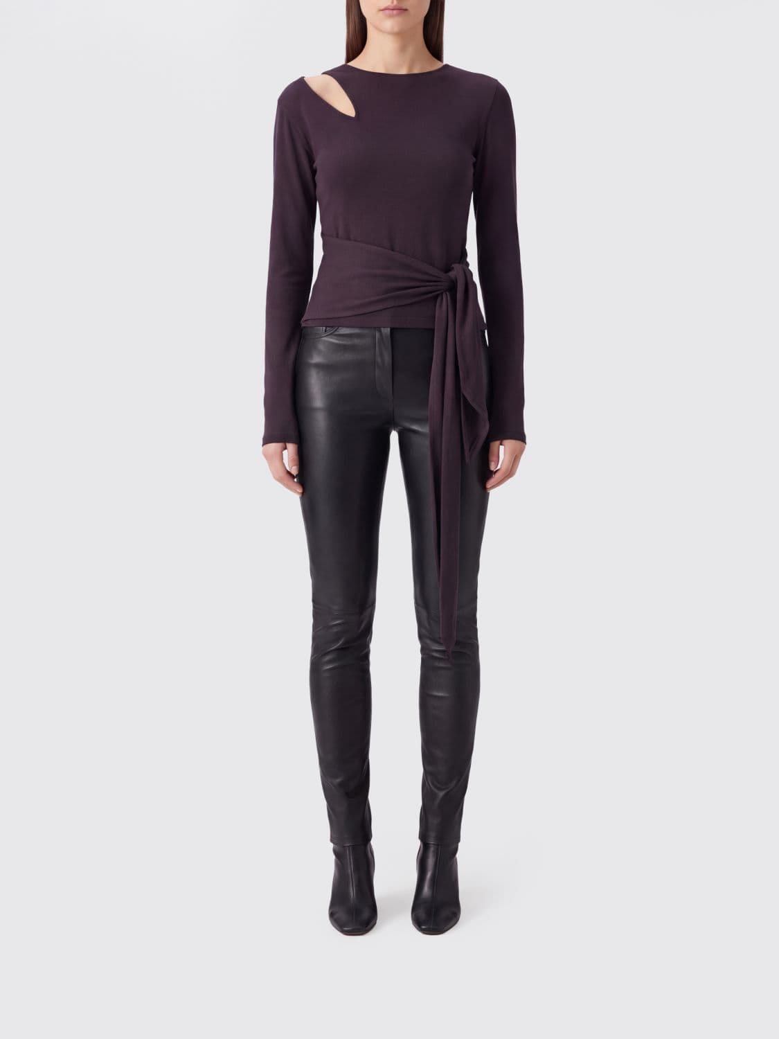Federica Tosi Slim Fit Long-Sleeved Viscose Jumper with Cut-Out Details