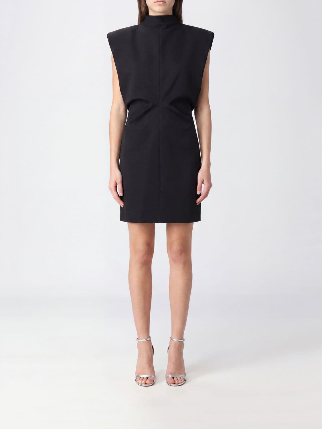 Federica Tosi Sleeveless High Neck Viscose Blend Sheath Mini Dress