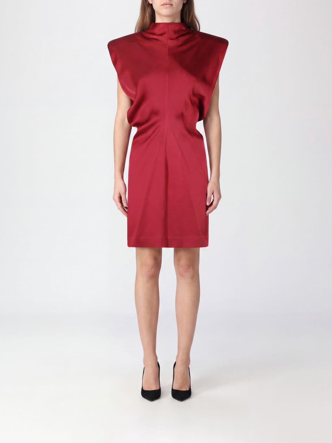 Federica Tosi Sleeveless High Neck Viscose Blend Sheath Mini Dress