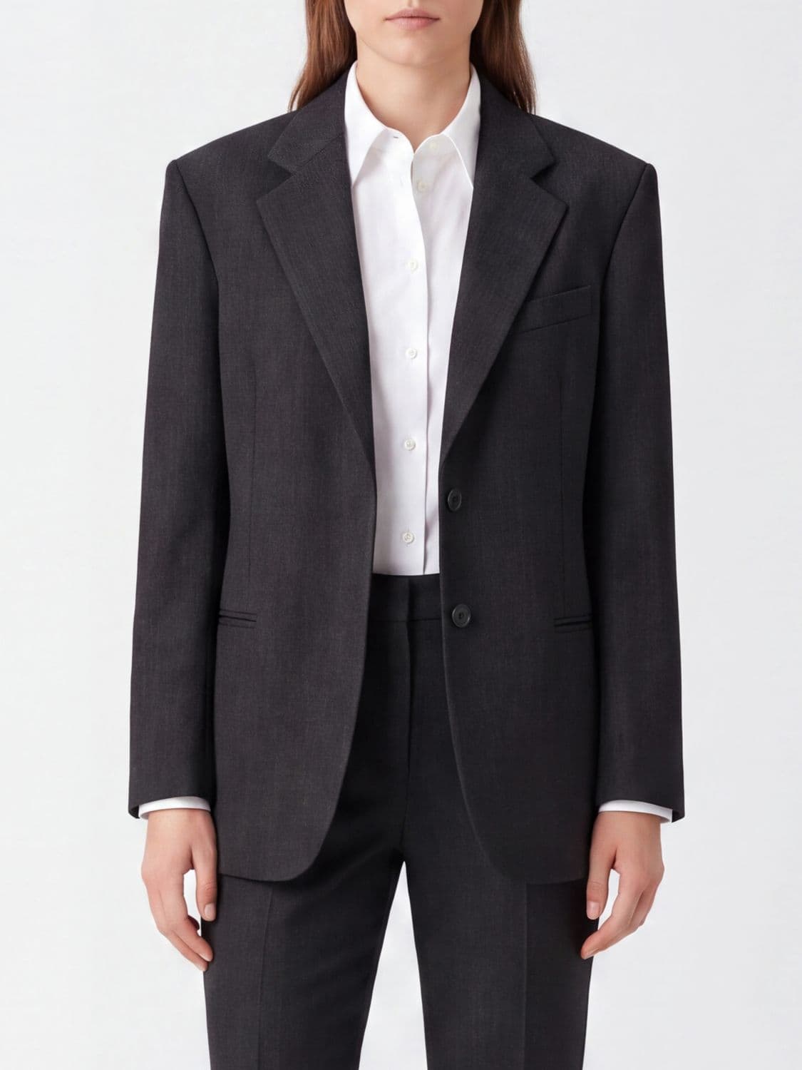 Federica Tosi Single-Breasted Relaxed Fit Cotton Blazer with Padded Shoulders