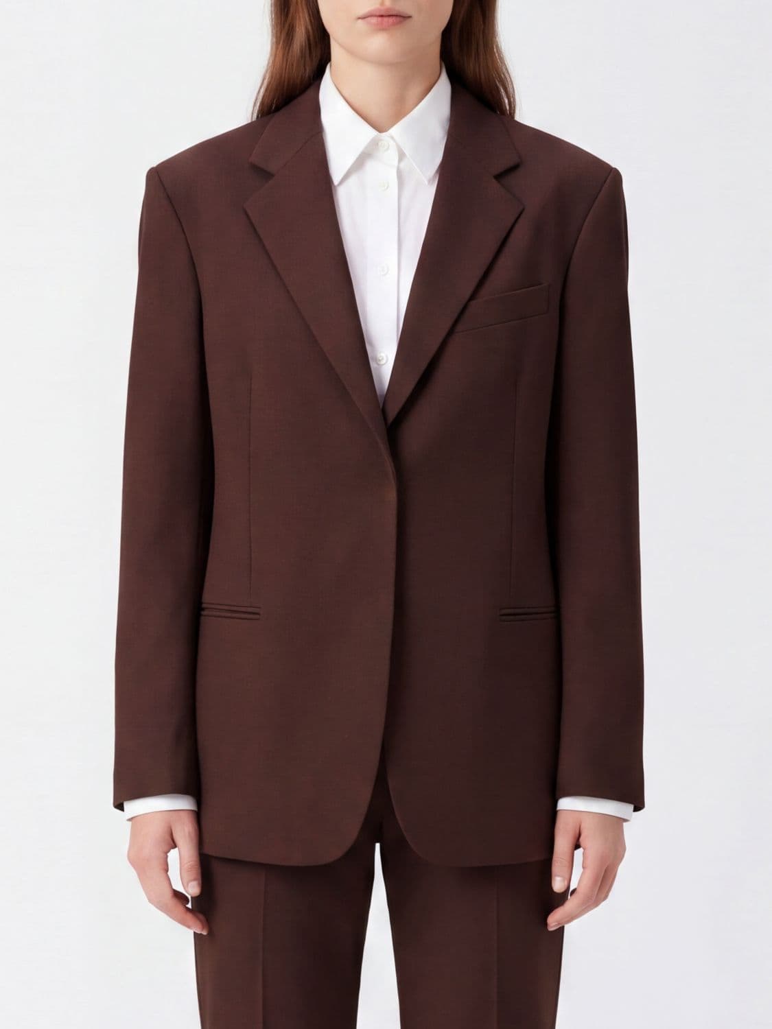 Federica Tosi Single-Breasted Relaxed Fit Cotton Blazer with Padded Shoulders