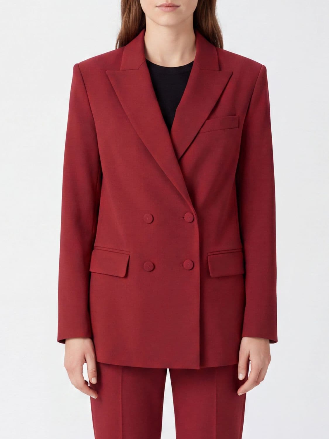 Federica Tosi Double-Breasted Wool Blend Ceremony Blazer with Peak Lapels