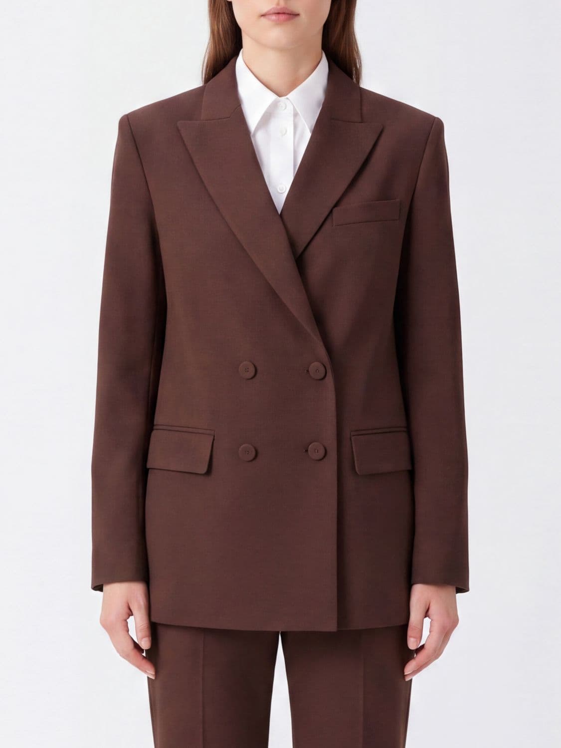 Federica Tosi Double-Breasted Wool Blend Ceremony Blazer with Peak Lapels
