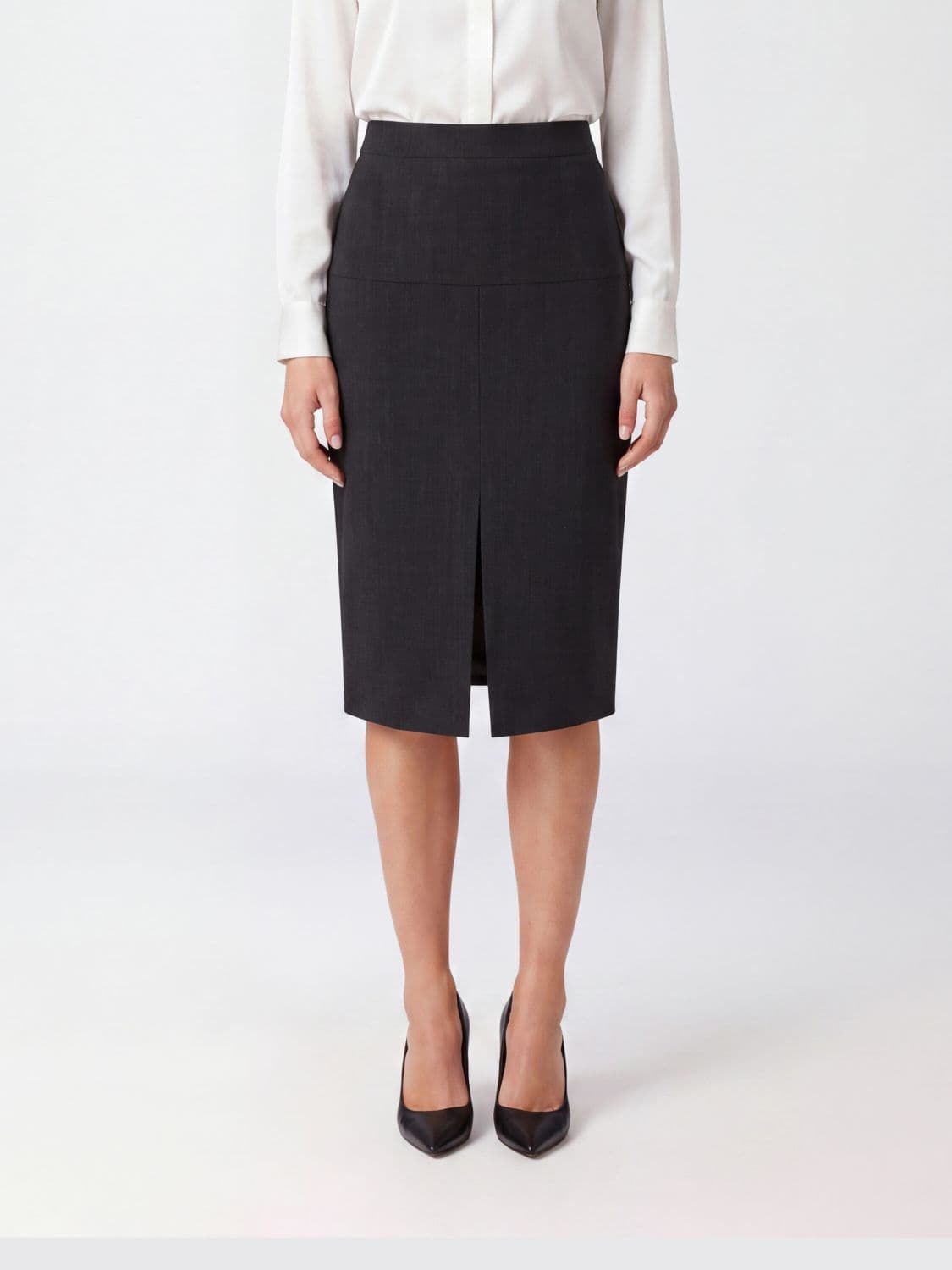 Federica Tosi High-Waisted Virgin Wool Blend Midi Pencil Skirt
