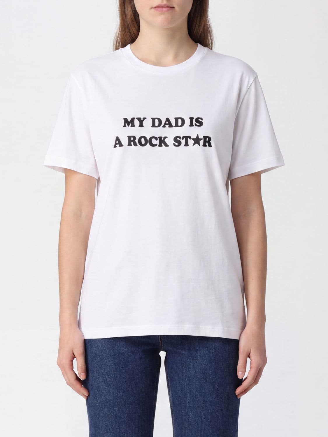 Stella Mccartney Cotton T-shirt with Slogan Print and Contrasting Logo