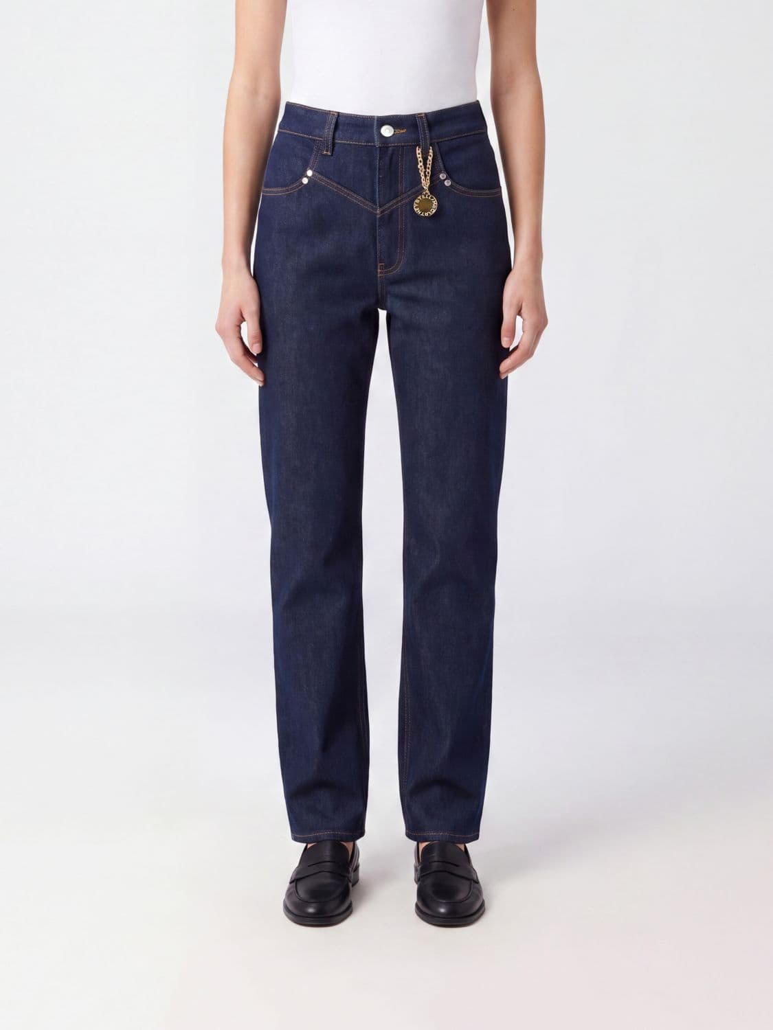 Stella Mccartney High-Waisted Skinny Jeans in Cotton Denim with Charm