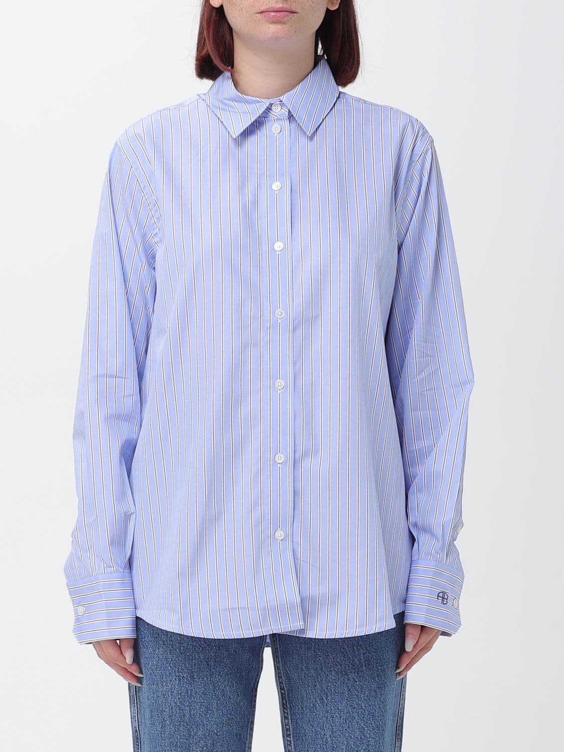 Anine Bing Striped Cotton Relaxed-Fit Shirt with Dropped Shoulders