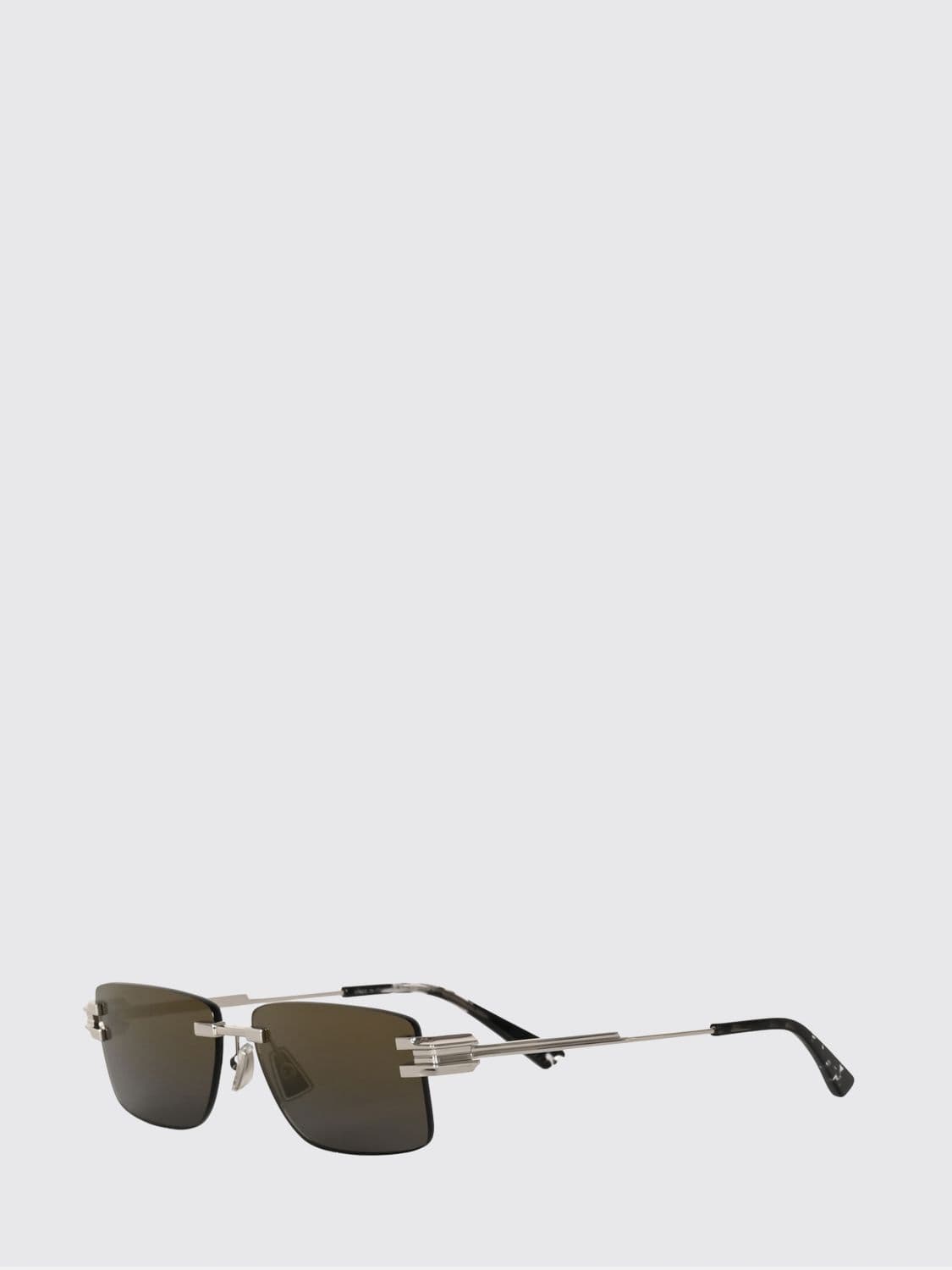 Bottega Veneta Rectangular Aviator Sunglasses in Metal with Dark Lenses · OS