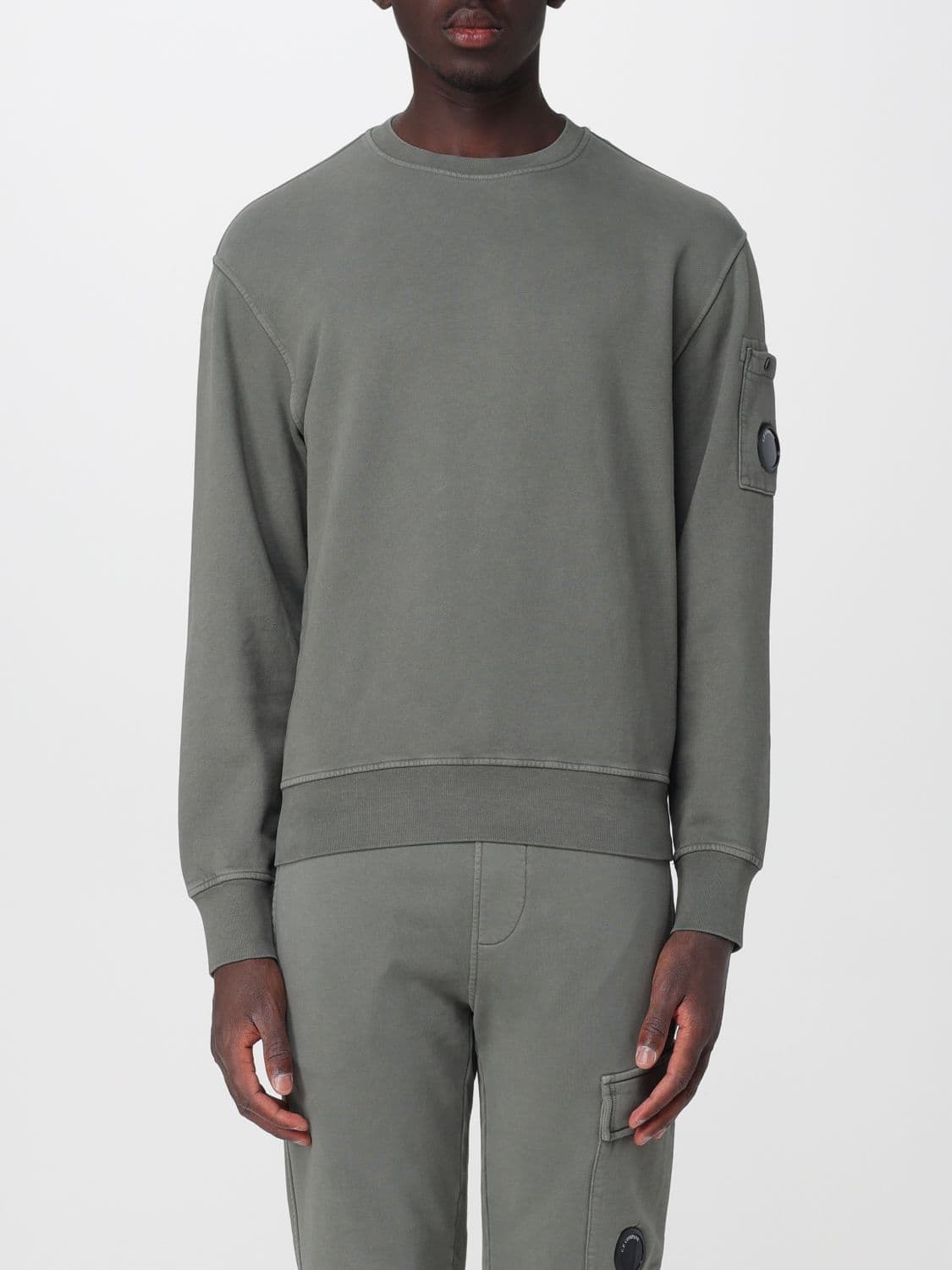 C.p. Company C. P. COMPANY Crewneck Cotton Sweatshirt with Sleeve Logo Patch