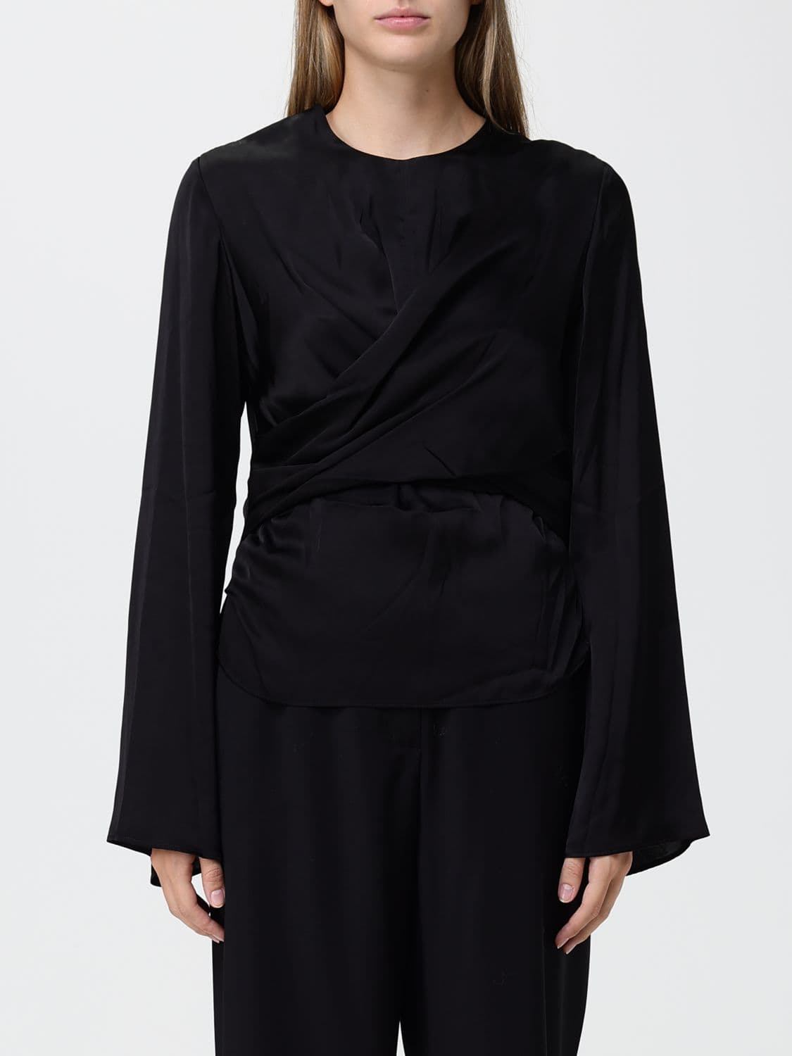 Isabel Marant Draped Long-Sleeved Viscose Evening Top