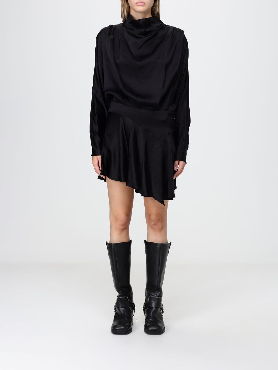 Isabel Marant Neline Draped Asymmetric Viscose Mini Dress · 36