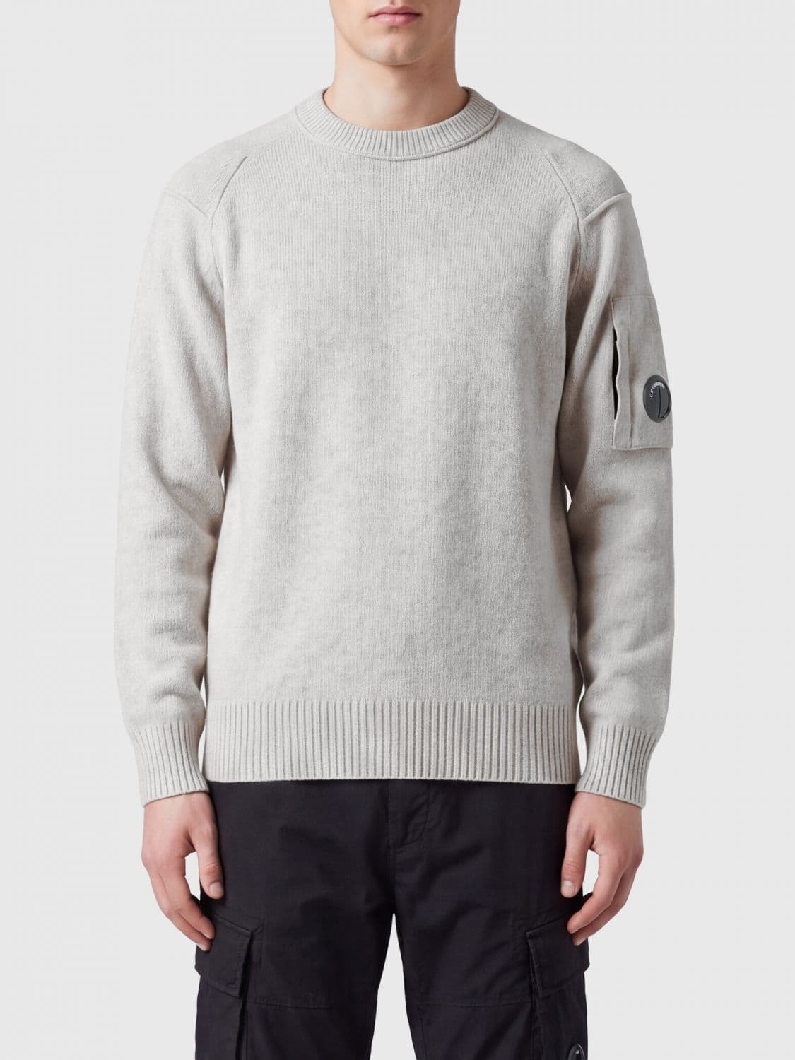 C.p. Company C. P. COMPANY Recycled Wool Blend Crew Neck Jumper with Applied Logo