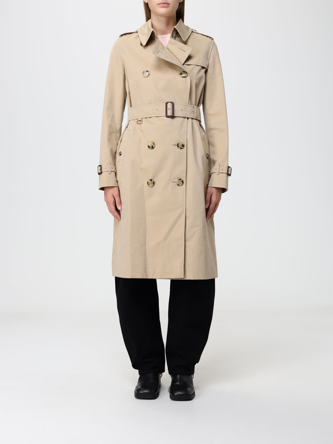 Burberry Double-Breasted Long Cotton Trench Coat with Belt · 6
