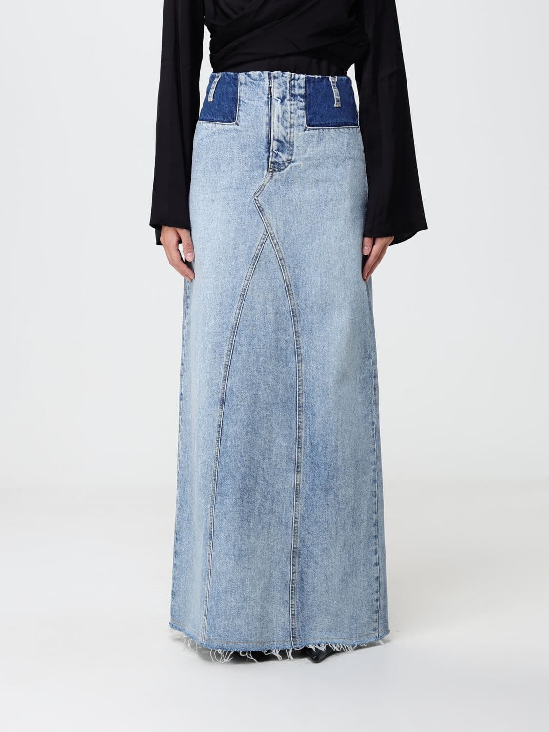 Maison Margiela High-Waisted Long Leather Skirt with Four Stitches