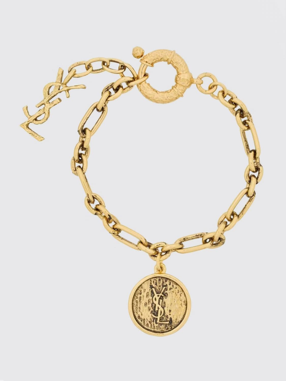 Saint Laurent Gold-Tone Brass Bracelet with Logo