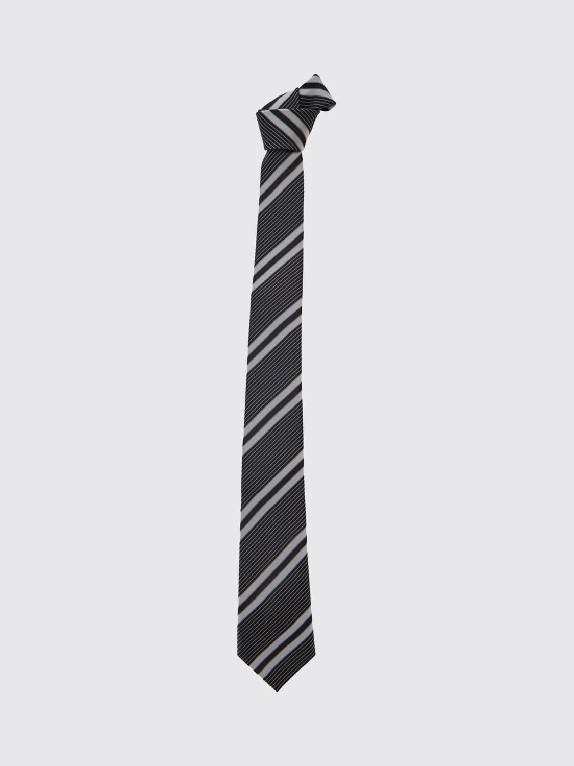 Saint Laurent Tie in Pure Silk with a Classic Regimental Stripe Pattern