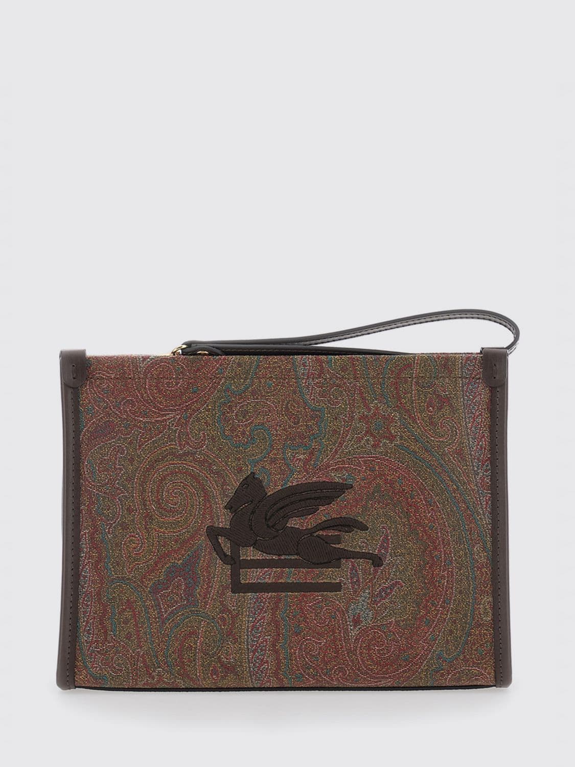 Etro Paisley Coated Cotton Pouch with a removable wristlet strap