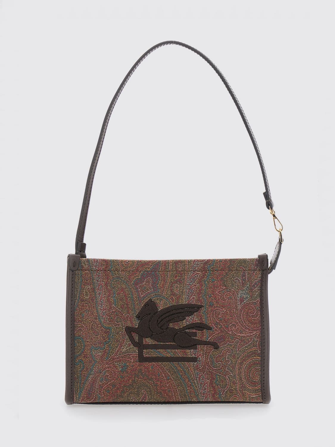 Etro Mini Paisley Coated Cotton Shoulder Bag with calfskin leather details · OS
