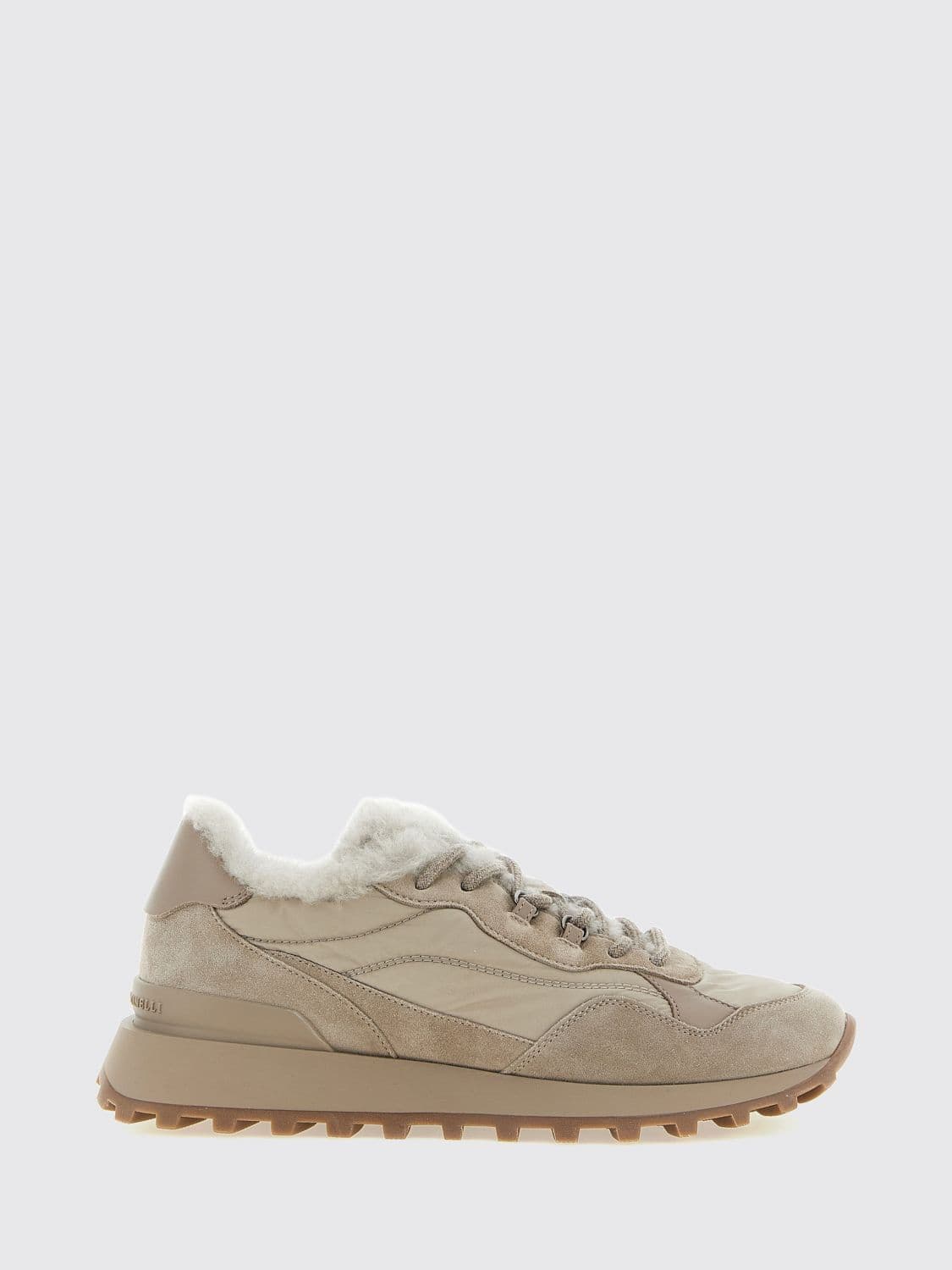 Brunello Cucinelli Suede and Nylon Low-Top Sneakers with Shearling Lining