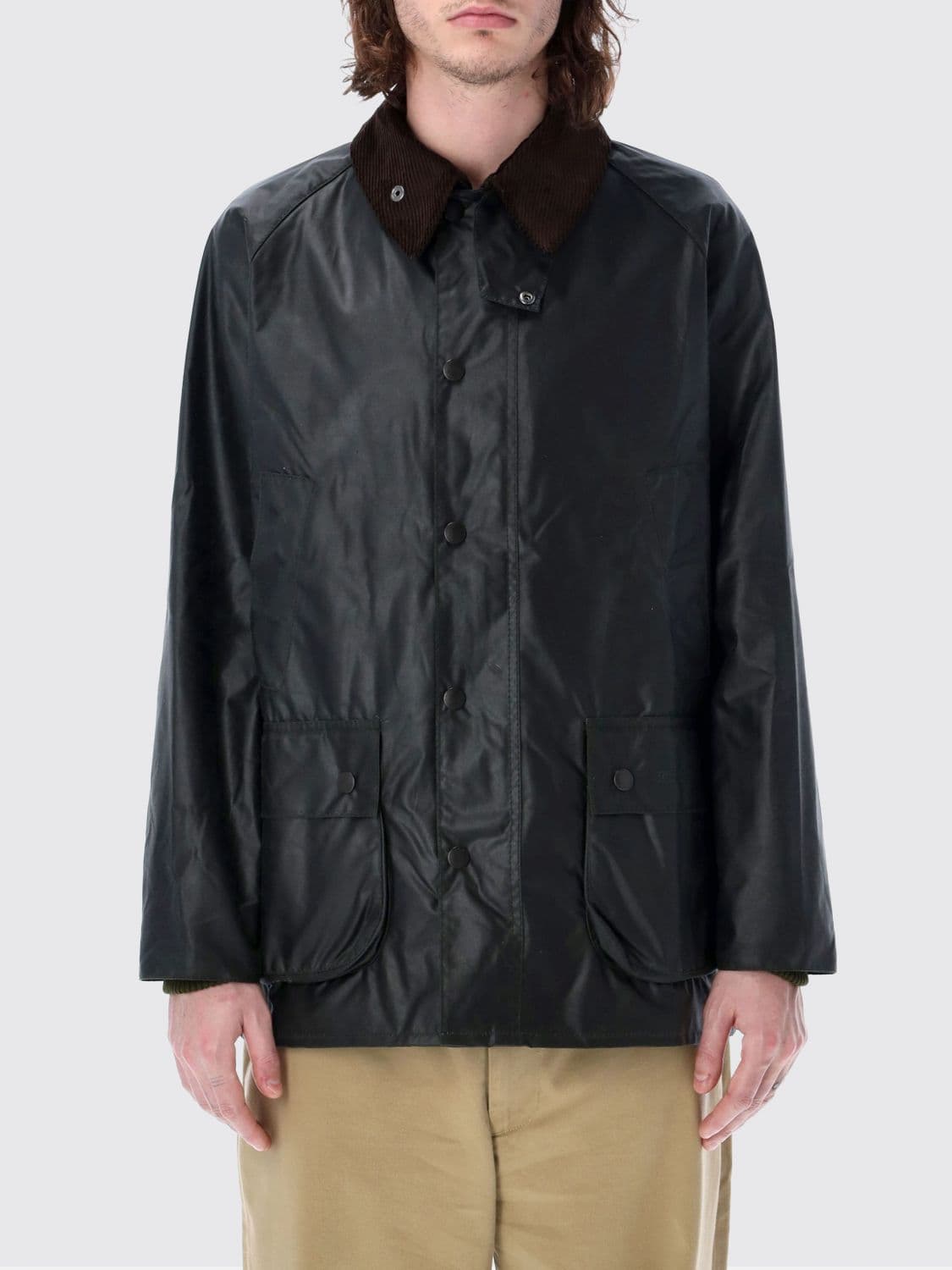 Barbour Bedale Relaxed Fit Waxed Cotton Jacket with Velvet Collar