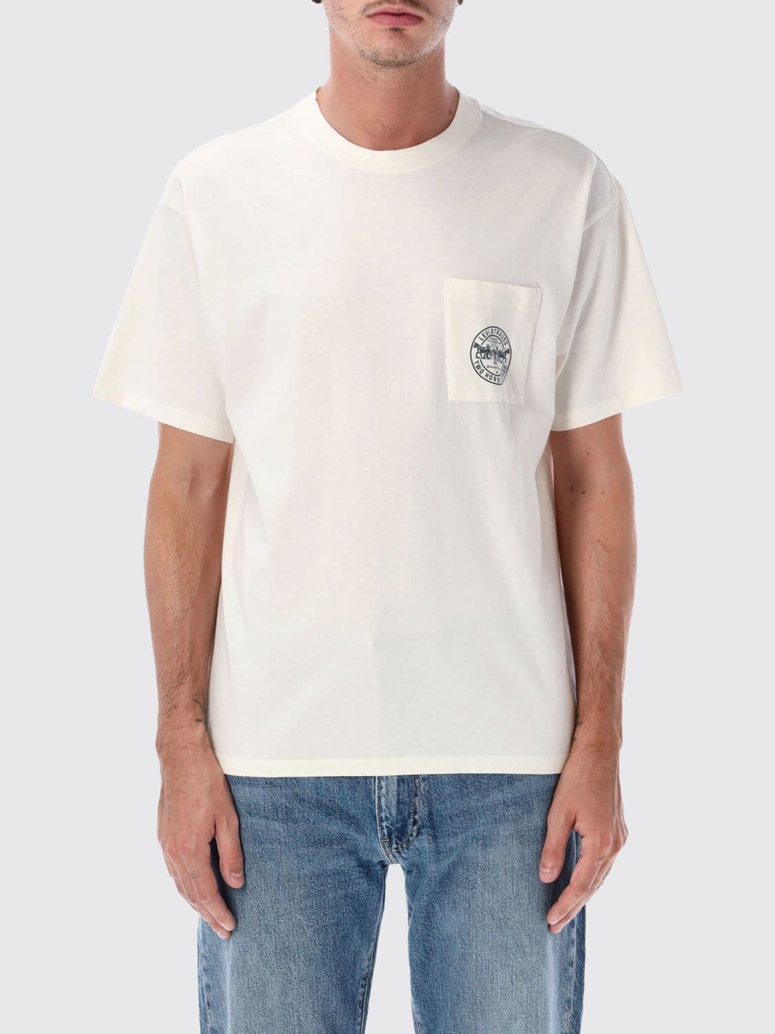 Levi's Cotton T-shirt with Patch Pocket and Graphic Logo Print