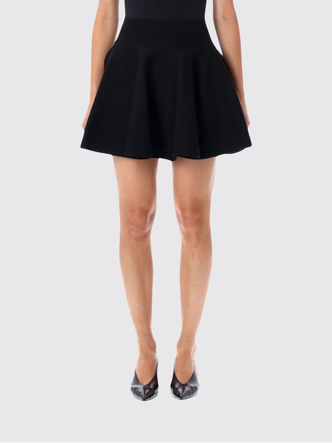 Ami Paris High-Waisted A-Line Cotton Mini Skirt with Embroidered Monogram · S