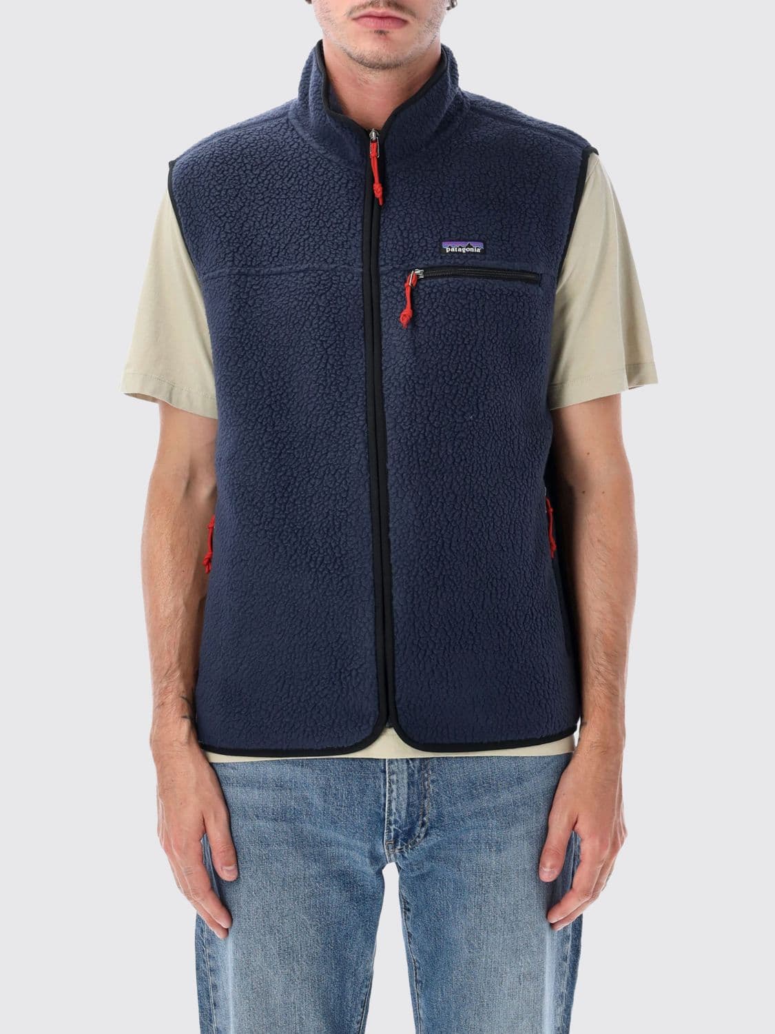 Patagonia Ms Retro Fleece Gilet with High Collar and Embroidered Logo