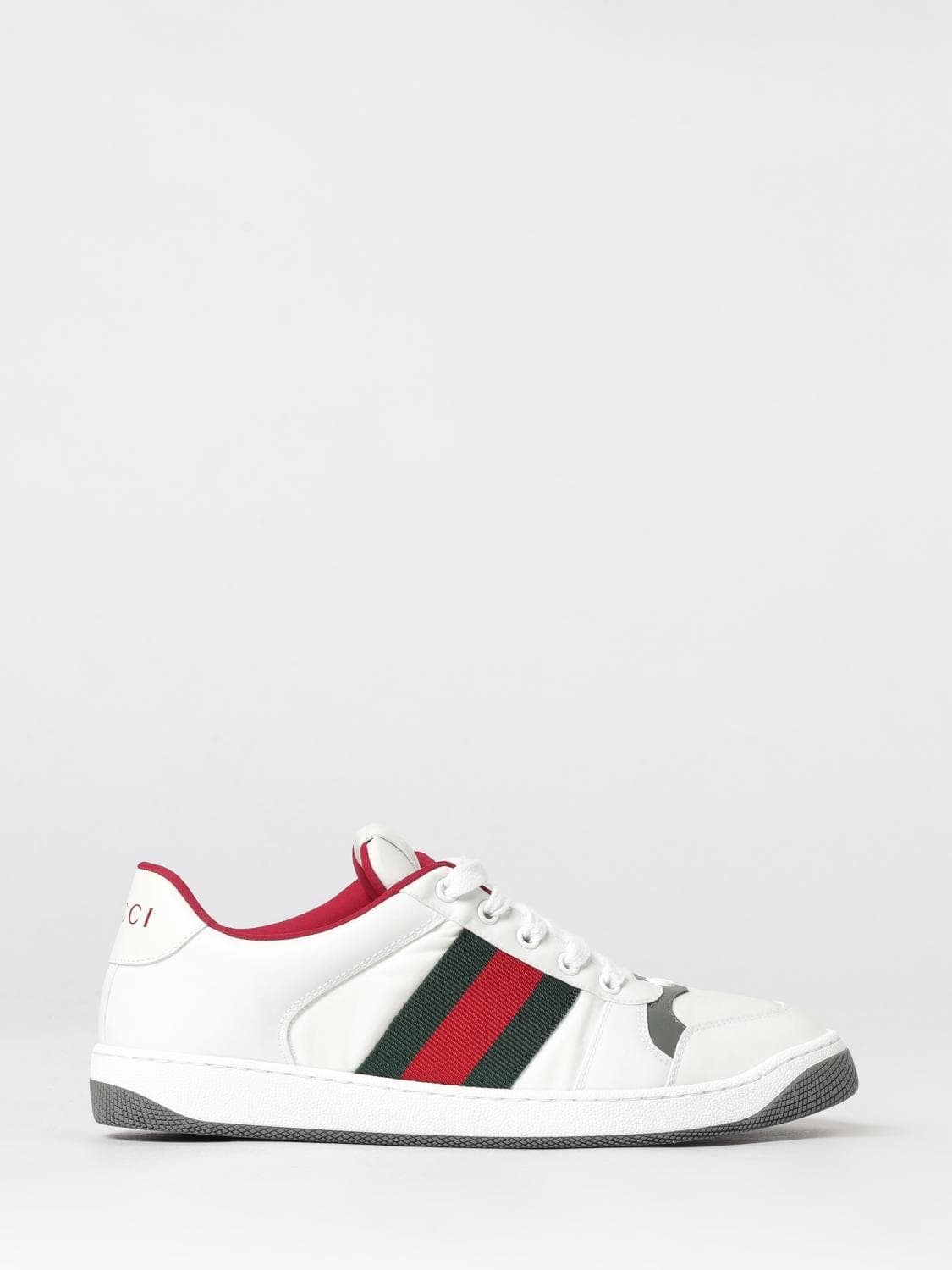 Gucci Screener Sneakers in nylon and leather with Web detail and a rubber sole