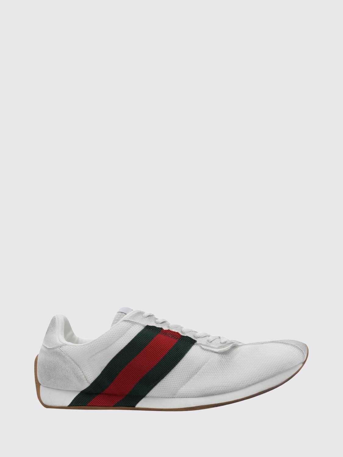 Gucci Tempo Distressed Leather and Mesh Low-Top Sneakers with Web Stripe