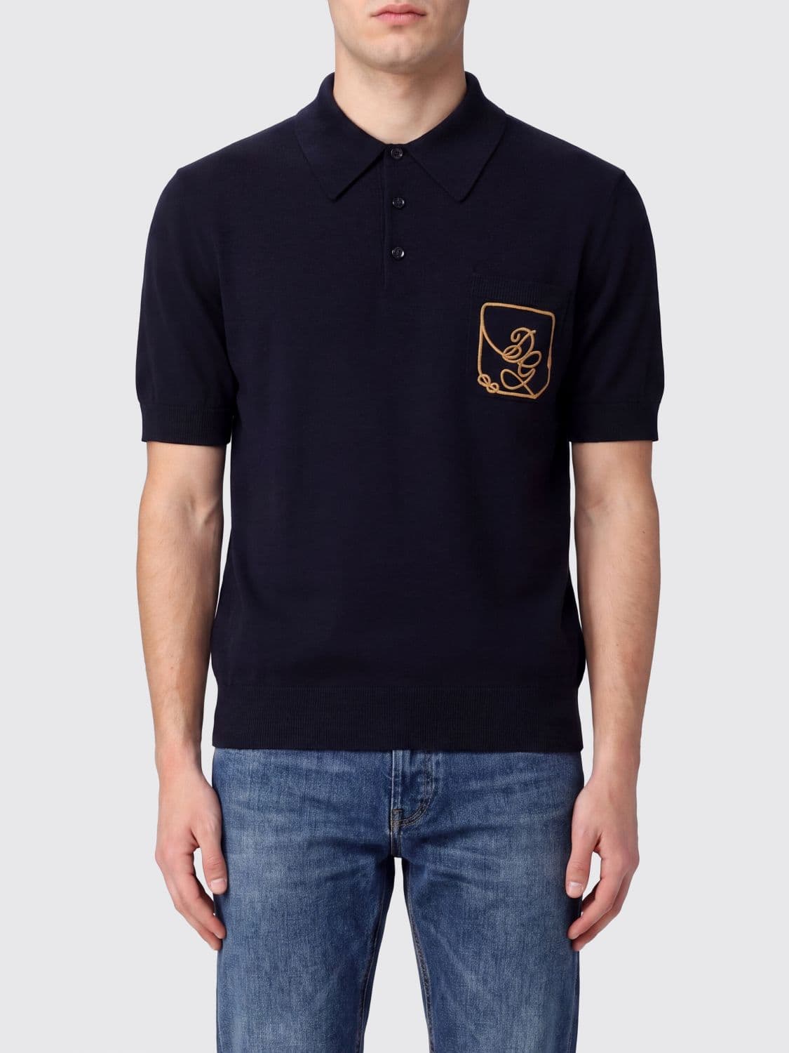 Dolce & Gabbana Embroidered Logo Virgin Wool Knit Polo Shirt