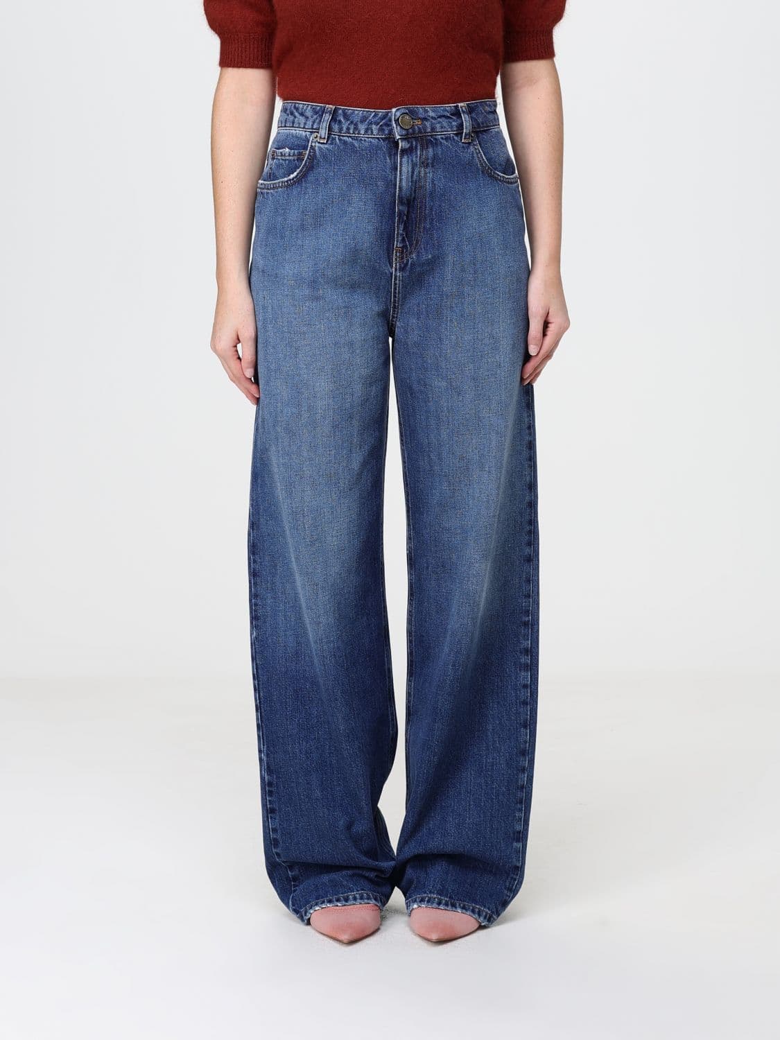 Twinset High-Waisted Wide Leg Five-Pocket Denim Jeans