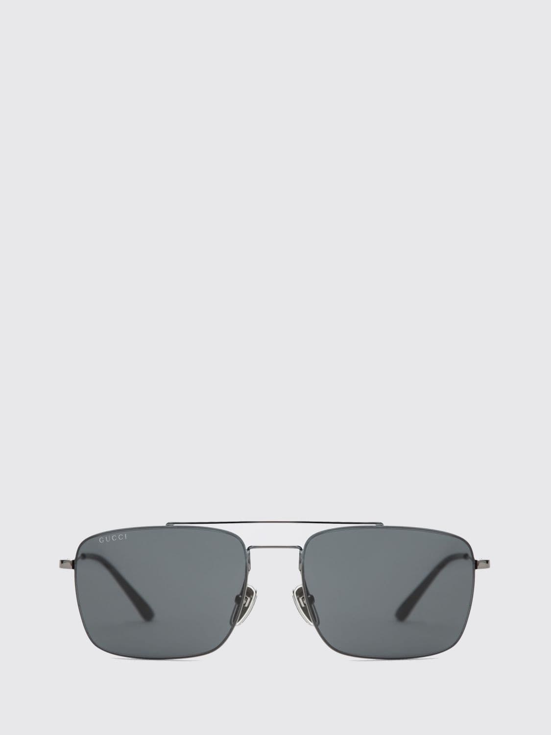 Gucci Rectangular Aviator Metal Sunglasses with double bridge and GG logo
