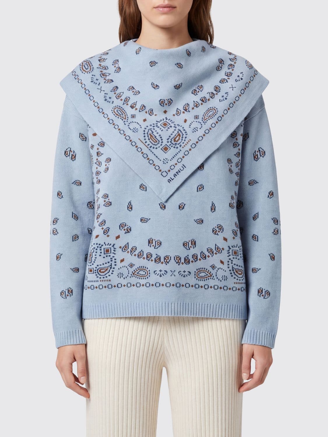 Alanui Crewneck Virgin Wool Jumper with all-over bandana pattern