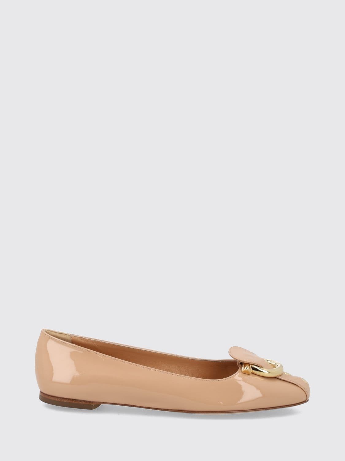 Ferragamo Patent Leather Ballet Flats with Gancini Plaque