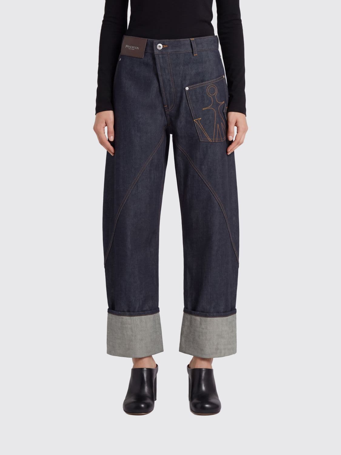 Jw Anderson Twisted Workwear High-Waisted Wide-Leg Cuffed Jeans