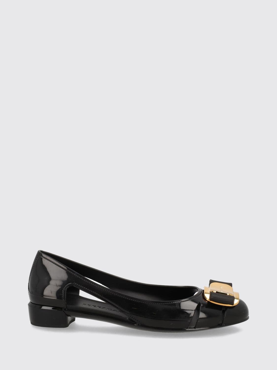 Ferragamo New Vara PVC Ballet Flats with Cut-Out and Bow