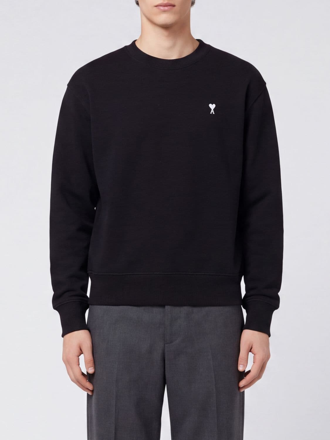 Ami Paris Crewneck Sweatshirt in Cotton with Embroidered Ami de Coeur Logo