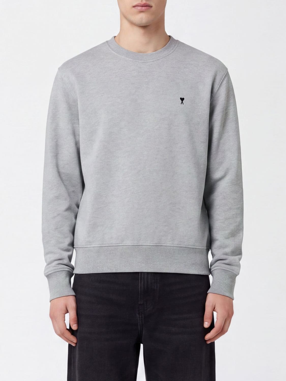 Ami Paris Crewneck Sweatshirt in Cotton with Embroidered Ami de Coeur Logo