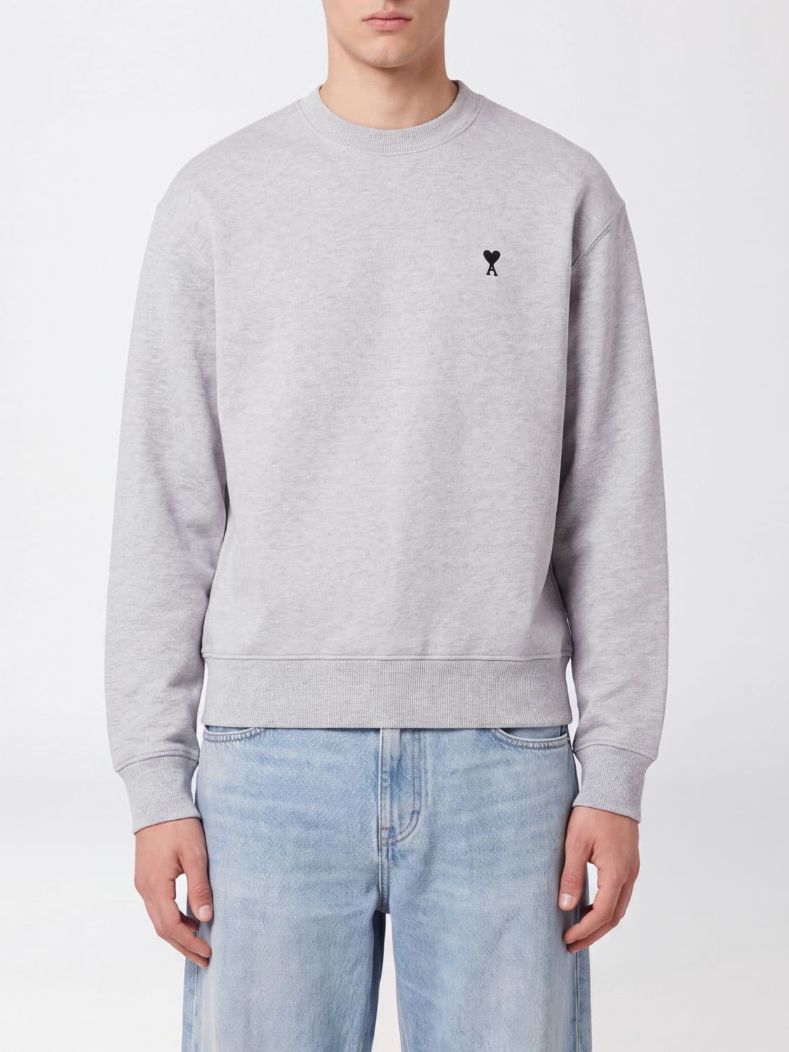 Ami Paris Crewneck Sweatshirt in Cotton with Embroidered Ami de Coeur Logo