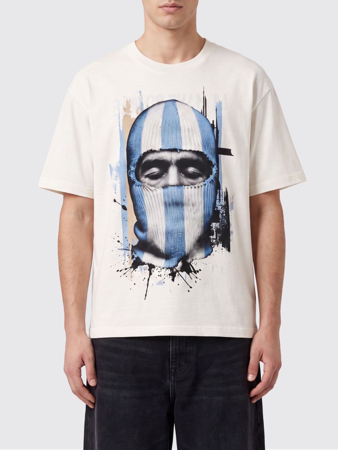 Ih Nom Uh Nit Crewneck Cotton T-Shirt with Graphic Print and Slogan · L
