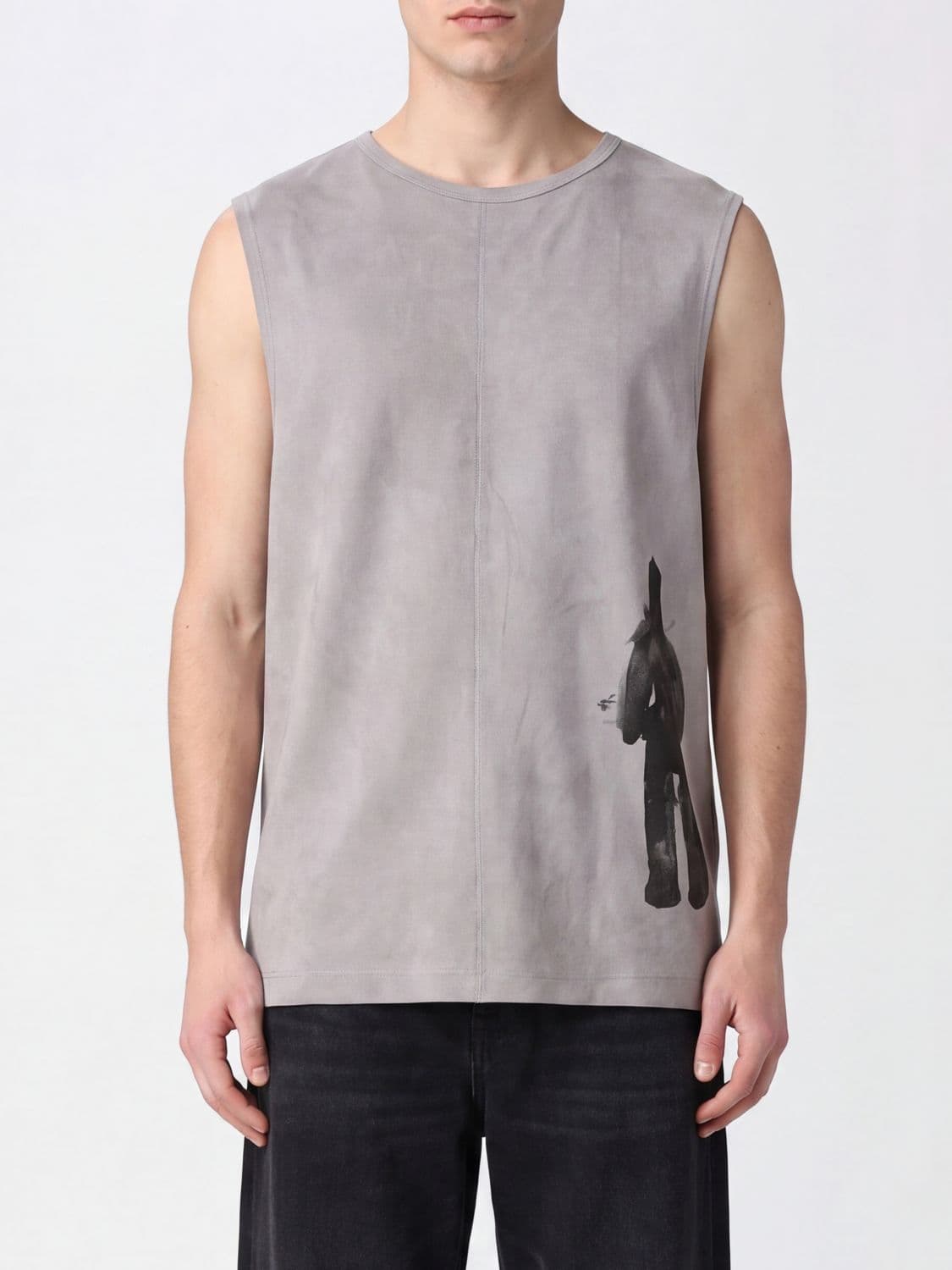 Ziggy Chen Graphic Print 100% Cotton Tank Top with Crew Neck