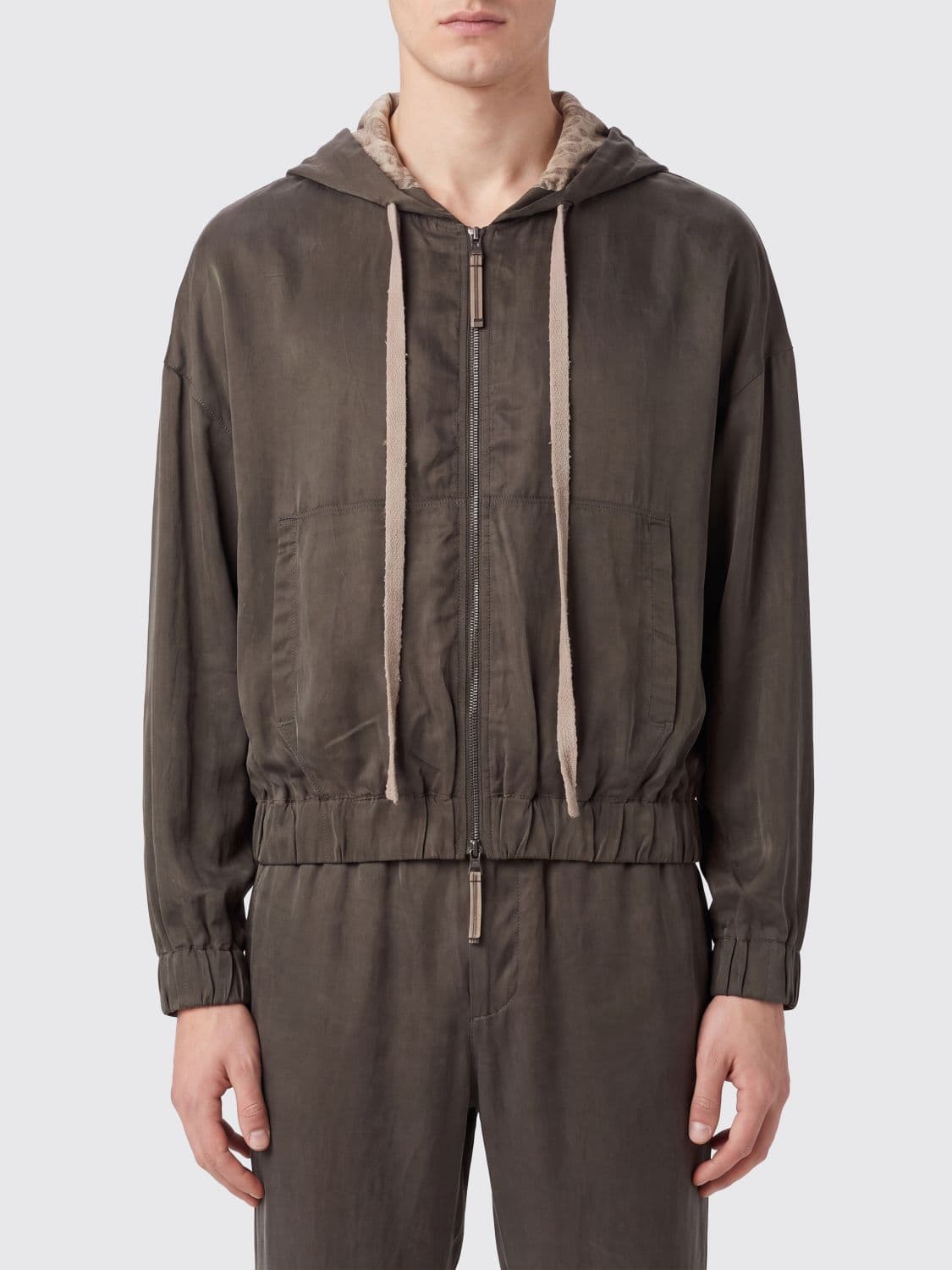 Ziggy Chen Cupro Cotton Hooded Windbreaker Jacket with Pouch Pocket