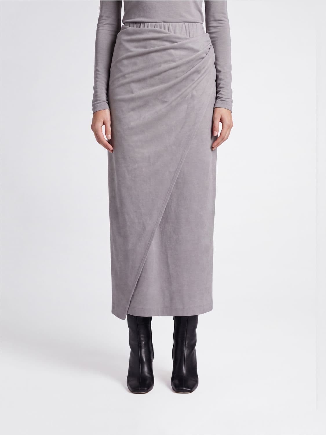Ziggy Chen Asymmetrical Draped Cotton Midi Skirt