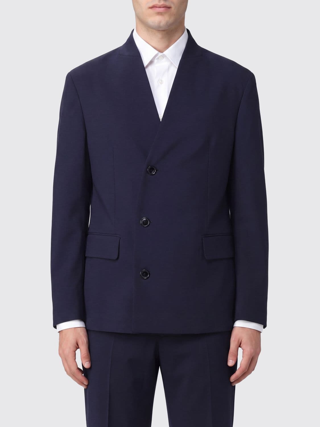 Giorgio Armani Double-Breasted Blazer in Pure Virgin Wool with Side Buttoning