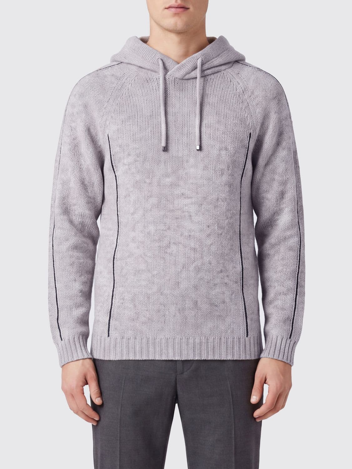 Giorgio Armani Alpaca Knit Hoodie with Contrast Trims
