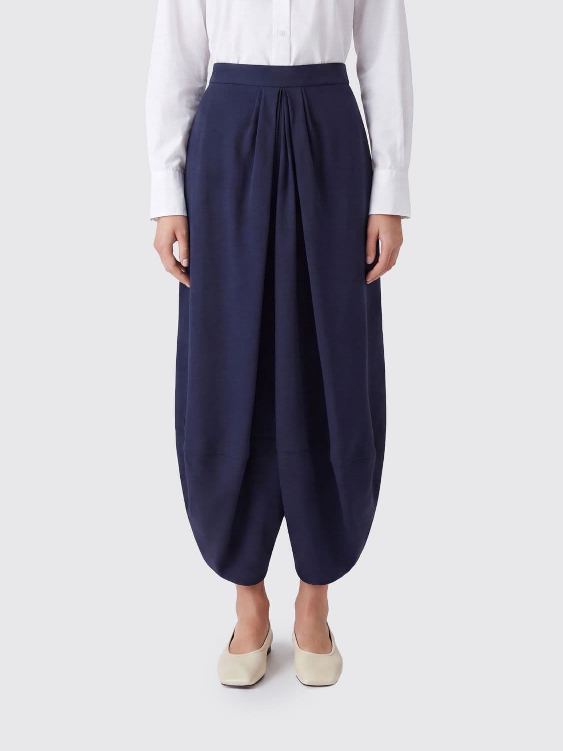 Giorgio Armani Asymmetrical Side-Draped Silk Midi Skirt
