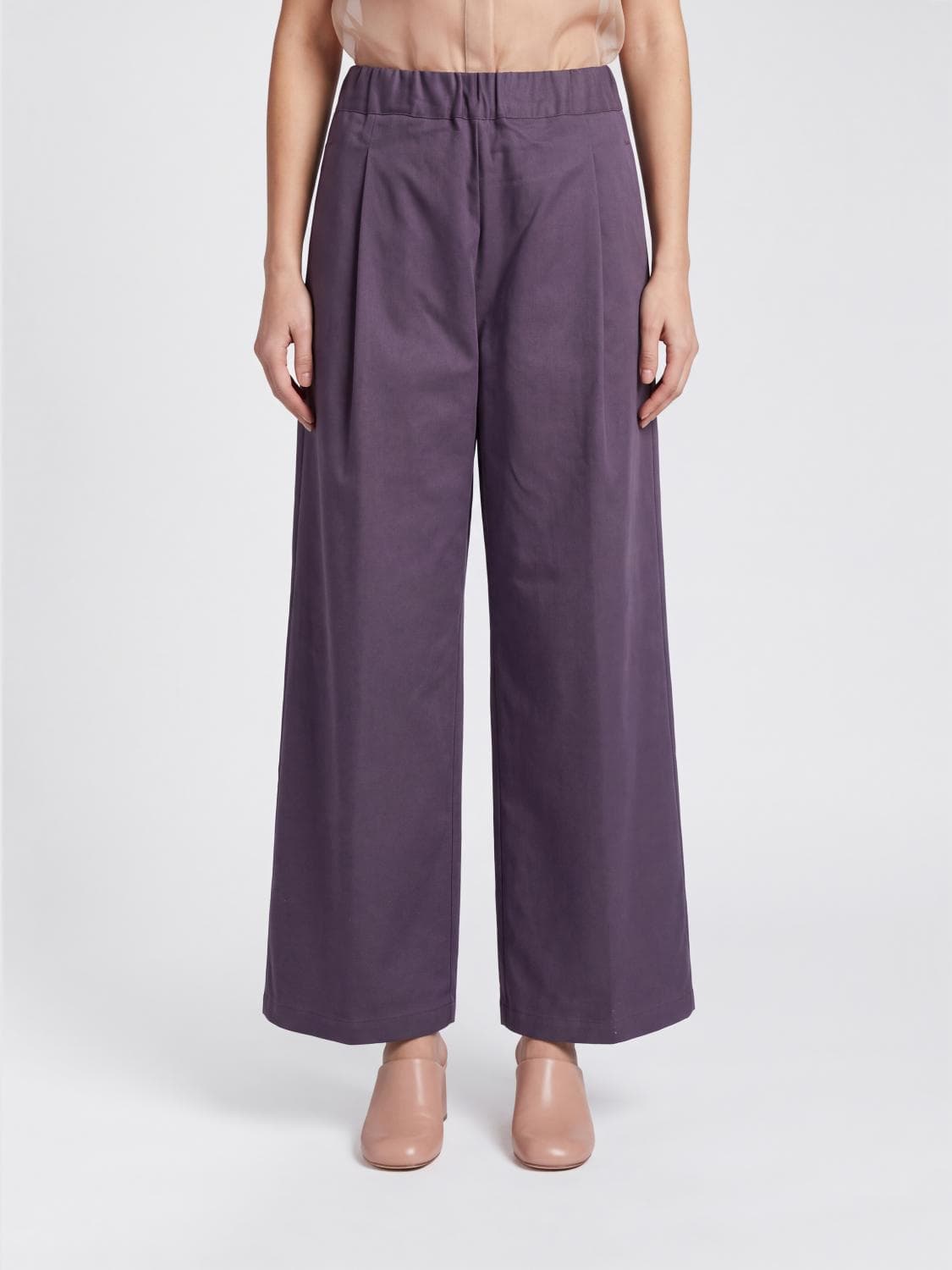 Semicouture High-Waisted Wide-Leg Trousers in Stretch Cotton