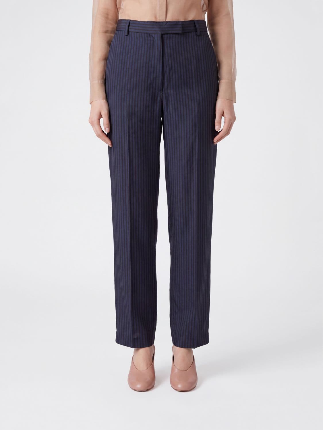 Dries Van Noten High-Waisted Straight-Leg Trousers in Cupro